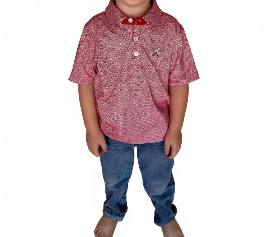 NEW FIELDSTONE boys diamond polo in red